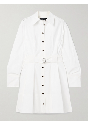 Proenza Schouler - Viola Belted Pleated Cotton-blend Poplin Mini Dress - White - US0,US2,US4,US6,US8,US10,US12