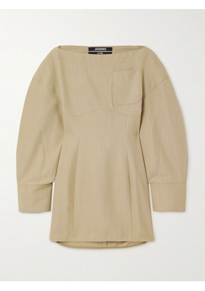 Jacquemus - Casaco Belted Open-back Twill Mini Dress - Neutrals - FR 32,FR 34,FR 36,FR 38,FR 40