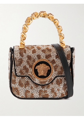 Versace - Crystal-embellished Leather Shoulder Bag - Animal print - One size