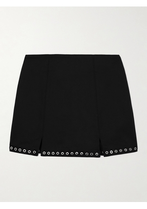 LUDOVIC DE SAINT SERNIN - Lisette Paneled Eyelet-embellished Cotton-blend Twill Mini Skirt - Black - x small,small,medium,large