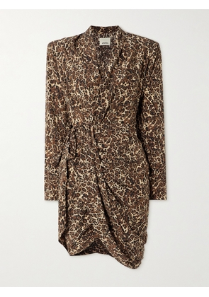 Isabel Marant - Cleora Asymmetric Belted Leopard-print Stretch-silk Dress - Animal print - FR 34,FR 36,FR 38,FR 40,FR 42,FR 44