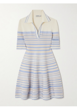 SIMKHAI - Dessie Striped Mesh-trimmed Stretch-knit Mini Dress - Ecru - x small,small,medium,large,x large