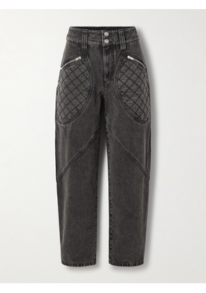 Isabel Marant - Catarina Quilted High-rise Tapered Jeans - Gray - FR 34,FR 36,FR 38,FR 40,FR 42,FR 44