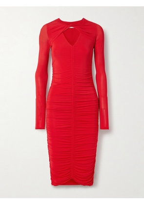 Isabel Marant - Volgane Cutout Ruched Stretch-jersey Midi Dress - Red - FR 34,FR 36,FR 38,FR 40,FR 42,FR 44