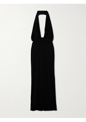 Magda Butrym - Draped Stretch-satin Halterneck Gown - Black - FR 34,FR 36,FR 38,FR 40