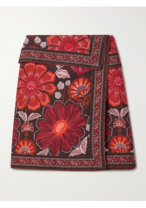 Farm Rio - Gigi Wrap-effect Floral-print Cotton-twill Mini Skirt - Red - 23,24,25,26,27,28,29,30,31,32
