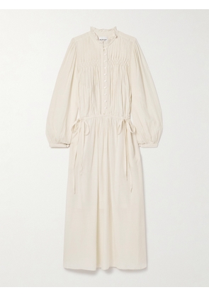 Marant Étoile - Dalida Smocked Cotton-blend Voile Midi Dress - White - FR 34,FR 36,FR 38,FR 40,FR 42