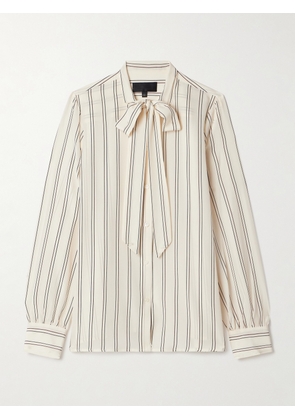 Nili Lotan - Irina Pussy-bow Striped Silk-georgette Blouse - White - x small,small,medium,large,x large