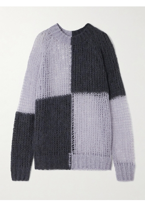 Acne Studios - Oversized Two-tone Open-knit Sweater - Purple - xx small,x small,small,medium,large