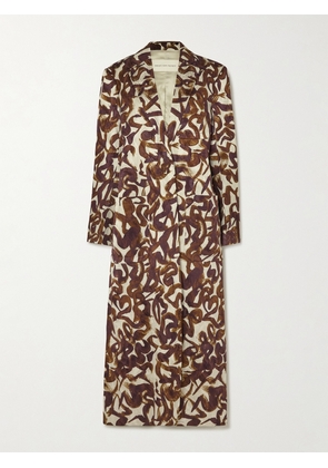 Dries Van Noten - Printed Satin-jacquard Coat - Brown - x small,small,medium,large