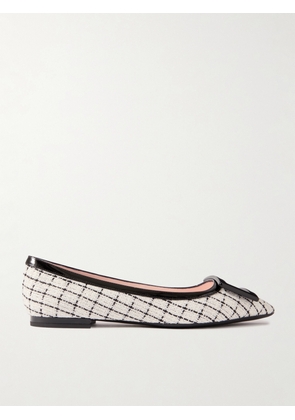Roger Vivier - Gommettine Patent-leather Trimmed Tweed Point-toe Ballet Flats - White - IT35,IT35.5,IT36,IT36.5,IT37,IT37.5,IT38,IT38.5,IT39,IT39.5,IT40,IT40.5,IT41,IT41.5,IT42