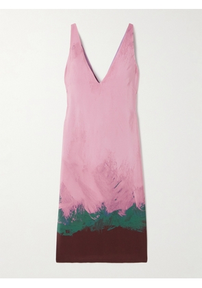 Dries Van Noten - Printed Silk-blend Charmeuse Midi Dress - Pink - FR 34,FR 36,FR 38,FR 40,FR 42