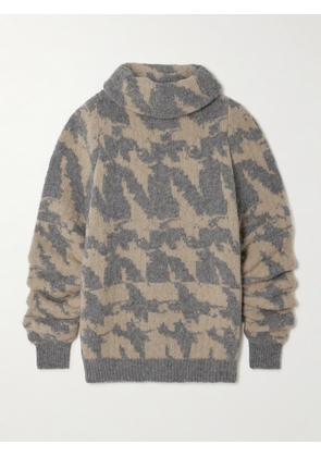 Dries Van Noten - Oversized Alpaca-blend Jacquard Turtleneck Sweater - Gray - x small,small,medium,large