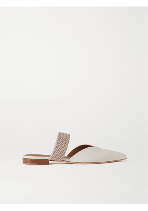 MALONE SOULIERS - Maisie Cord-trimmed Leather Point-toe Flats - Cream - IT35,IT35.5,IT36,IT36.5,IT37,IT37.5,IT38,IT38.5,IT39,IT39.5,IT40,IT40.5,IT41,IT41.5,IT42