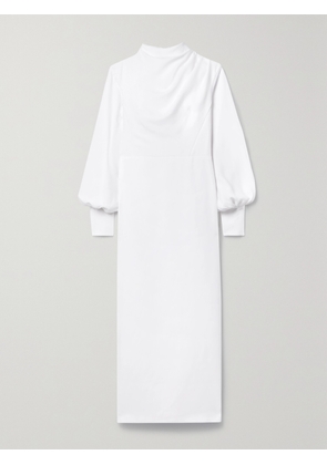 RASARIO - Gathered Stretch-crepe Midi Dress - White - FR 36,FR 38,FR 40,FR 42,FR 44,FR 46