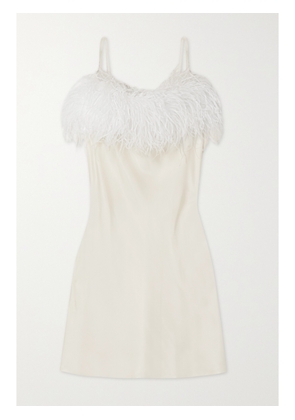 SLEEPER - + Net Sustain Boheme Feather-trimmed Ecovero-satin Mini Dress - White - x small,small,medium,large,x large