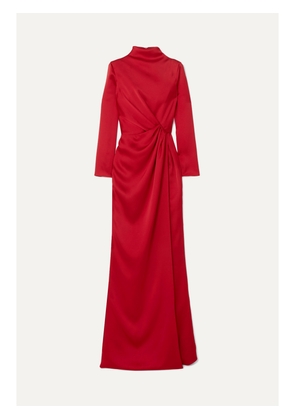 RASARIO - Wrap-effect Draped Satin Gown - Red - FR 34,FR 36,FR 38,FR 40