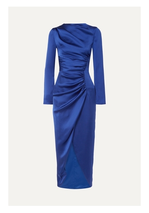 RASARIO - Gathered Satin Midi Dress - Blue - FR 34,FR 36,FR 38,FR 40