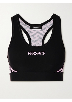 Versace - La Greca Printed Stretch Sports Bra - Black - 1,2,3,4,5