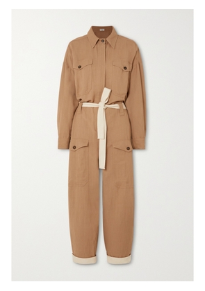 Brunello Cucinelli - + Space For Giants Belted Twill Jumpsuit - Brown - xx small,x small,small,medium