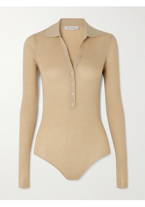 The Frankie Shop - Solana Ribbed Wool, Silk And Cashmere-blend Bodysuit - Neutrals - XS,S,M,L,XL