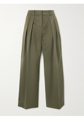The Frankie Shop - Daytona Pleated Grain De Poudre Wide-leg Pants - Green - XS,S,M,L,XL