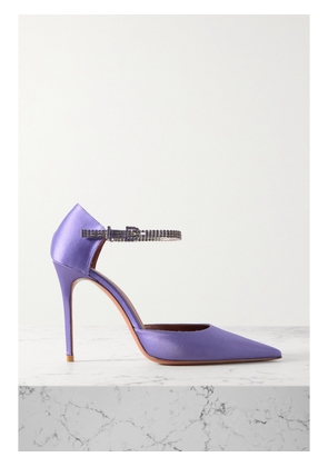 Amina Muaddi - Ursina Crystal-embellished Satin Pumps - Purple - IT35,IT35.5,IT36,IT36.5,IT37,IT37.5,IT38,IT38.5,IT39,IT39.5,IT40,IT40.5,IT41,IT42