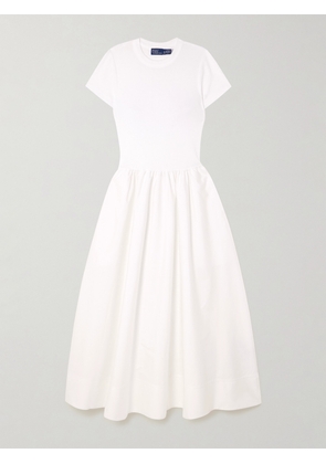 Polo Ralph Lauren - Cotton-jersey And Poplin Midi Dress - White - xx small,x small,small,medium,large,x large