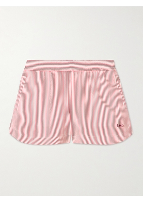 Stella McCartney - Embroidered Striped Organic Silk Shorts - IT36,IT38,IT40,IT42,IT44,IT46,IT48