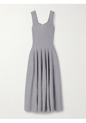 KHAITE - Jodie Pleated Wool Midi Dress - Gray - x small,small,medium,large,x large