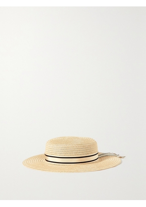 Eugenia Kim - Colette Striped Grosgrain-trimmed Hemp-blend Sunhat - Neutrals - One size