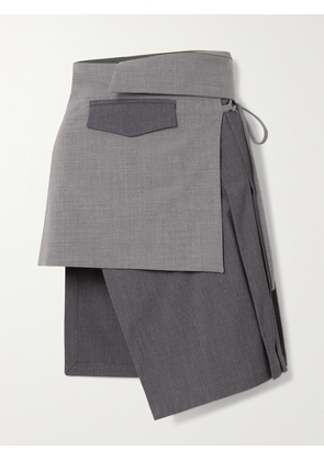 AAIZÉL - + Net Sustain Asymmetric Paneled Wool-blend Mini Skirt - Gray - UK 4,UK 6,UK 8,UK 10,UK 12,UK 14