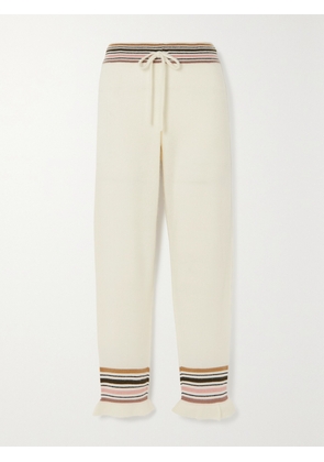 MADELEINE THOMPSON - Aquarius Striped Cashmere Track Pants - White - small,medium,large,x large