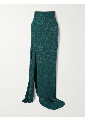 LOEWE - Knotted Sequined Knitted Skirt - Blue - x small,small,medium