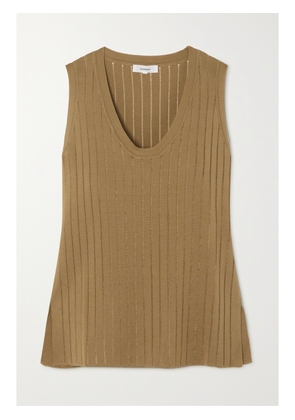CASASOLA - Alma Ribbed Silk And Cotton-blend Tank - Green - IT36,IT38,IT40,IT42,IT44