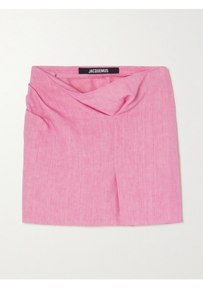 Jacquemus - Cutout Draped Linen Mini Skirt - Pink - FR 32,FR 34,FR 36,FR 38,FR 40,FR 42,FR 44,FR 46