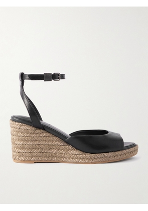 Brunello Cucinelli - Bead-embellished Leather Wedge Espadrilles - Black - IT37,IT37.5,IT38,IT38.5,IT39,IT39.5,IT40,IT40.5,IT41