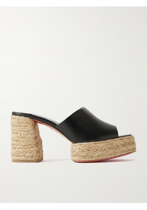 Christian Louboutin - Calakala 85 Leather Espadrille Platform Mules - Black - IT36,IT37,IT38,IT39,IT40,IT41,IT42