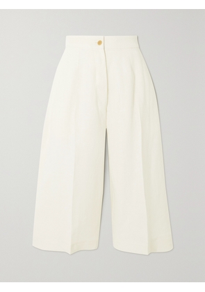Giuliva Heritage - + Net Sustain The Serafina Pleated Linen Wide-leg Culottes - White - IT36,IT38,IT40,IT42,IT44
