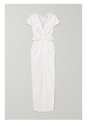 Emilia Wickstead - Beatrice Bow-embellished Ruched Silk-satin Gown - Ivory - UK 12