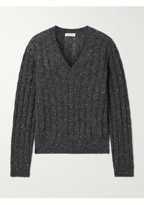 Brunello Cucinelli - Sequin-embellished Cable-knit Sweater - Gray - xx small,x small,small,medium,large,x large,xx large