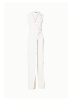 BURNETT NEW YORK - Belted Layered Crepe Jumpsuit - White - US2,US14
