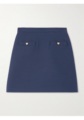 Valentino Garavani - Button-embellished Wool And Silk-blend Mini Skirt - Blue - IT36,IT38,IT40,IT42,IT44,IT46,IT48