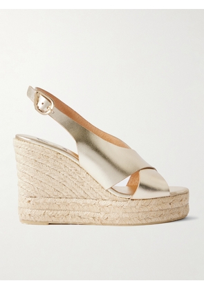 Ancient Greek Sandals - Maria Metallic Leather Espadrille Wedge Sandals - Gold - IT35,IT36,IT37,IT38,IT39,IT40,IT41,IT42