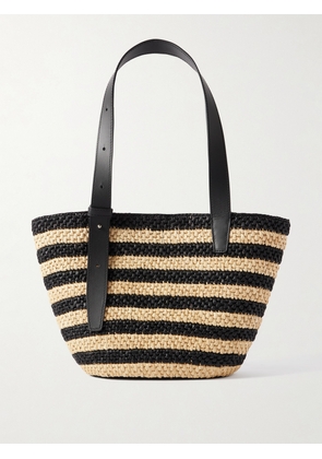 LIÉ STUDIO - The Bianca Small Leather-trimmed Striped Raffia Tote - Neutrals - One size