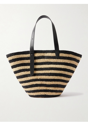 LIÉ STUDIO - The Bianca Large Leather-trimmed Striped Raffia Tote - Neutrals - One size