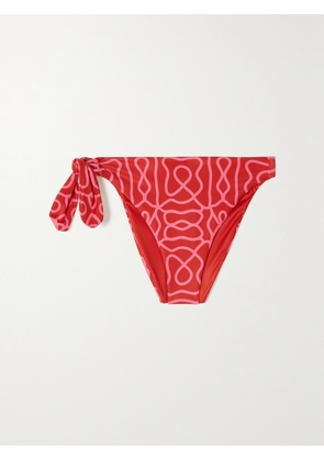Agua by Agua Bendita - Coral Printed Recycled Bikini Bottoms - Red - x small,small,medium,large,x large