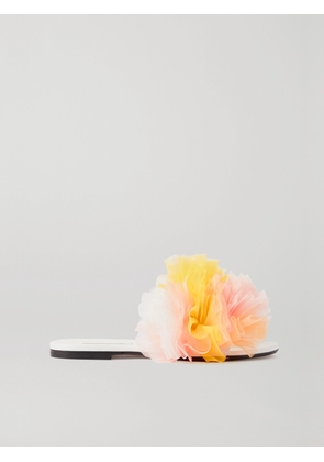 TOMO KOIZUMI X EMILIO PUCCI - Ruffled Tulle And Leather Slides - Yellow - IT35,IT36,IT37,IT38,IT39,IT40,IT41