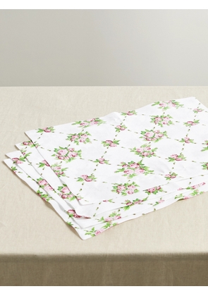 Emilia Wickstead - Set Of Four Floral-print Linen Placemats - Pink - One size