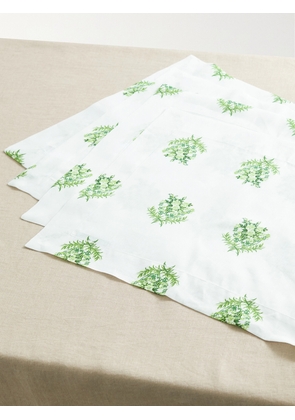Emilia Wickstead - Set Of Four Printed Linen Placemats - Green - One size